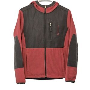 Free Country Womens Fleece Jacket Full Zip Hooded Pink Grey Activewear‎ Small